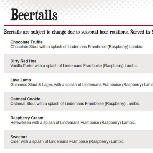 JL Beers menu in Sioux Falls, South Dakota, USA