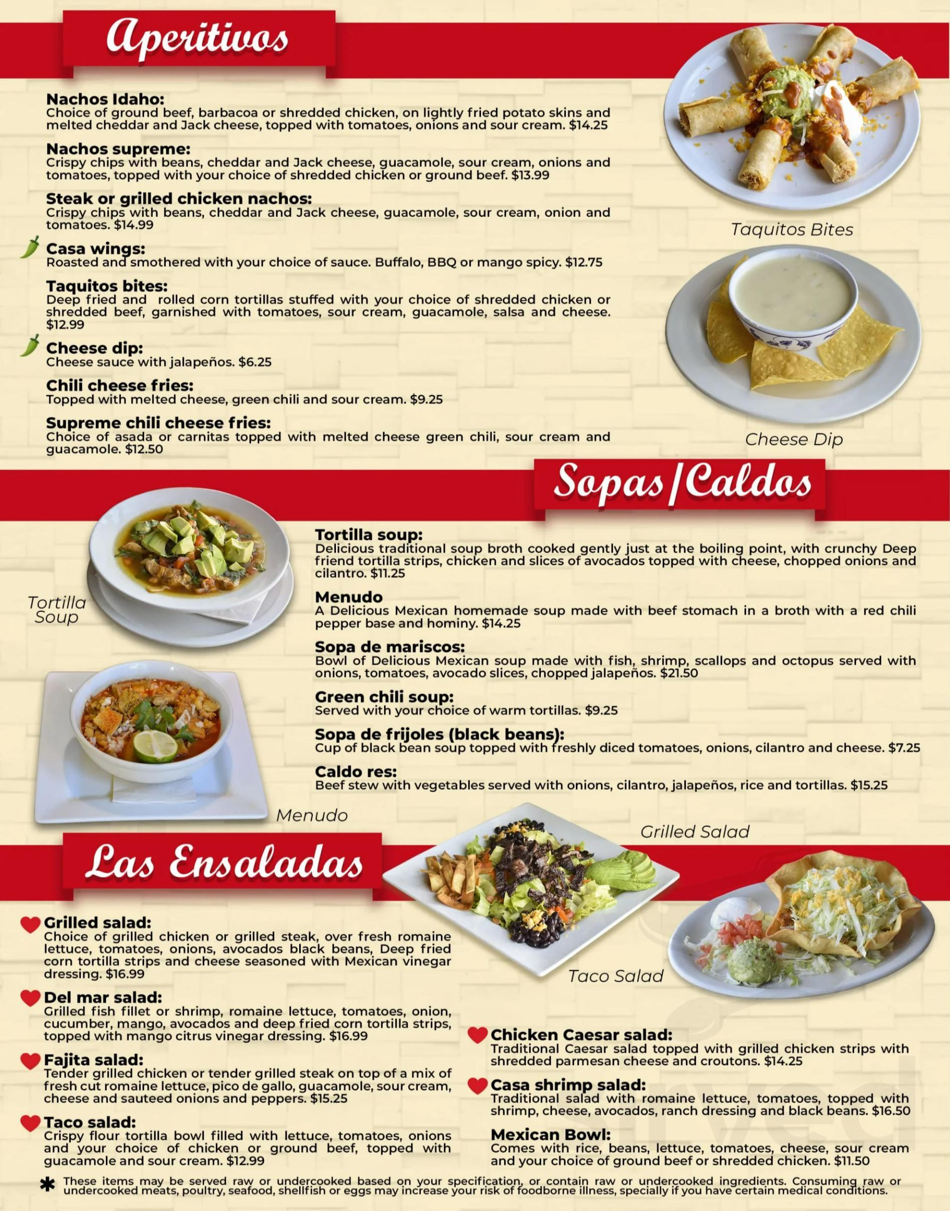 Casa Maria menu in Eaton, Colorado, USA