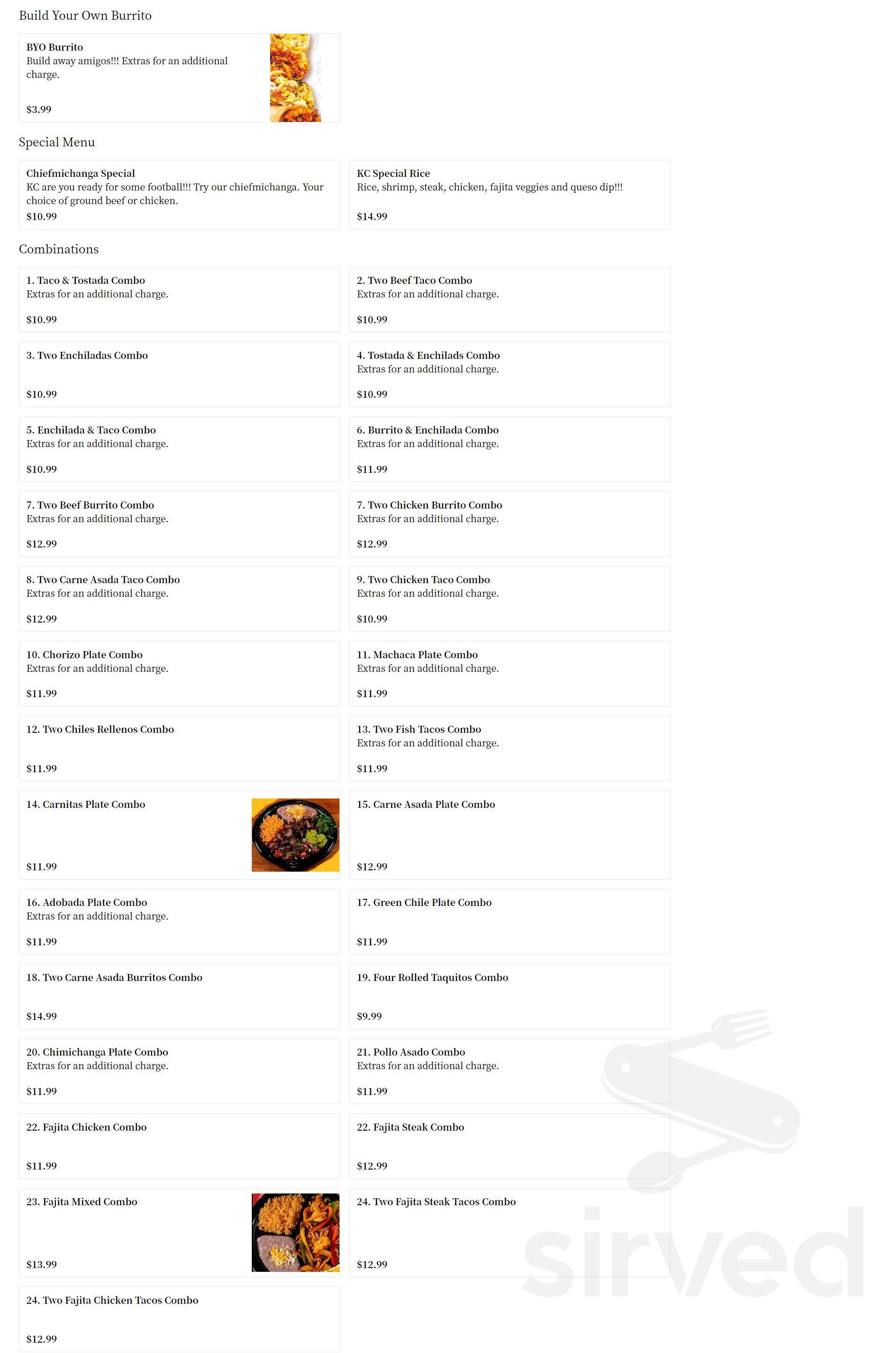 Abelardo's Mexican fresh menu in Springfield, Illinois, USA