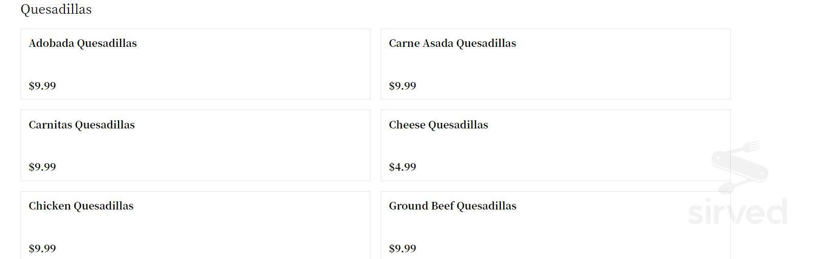 Menu - Springfield IL's Abelardo's Mexican fresh | Sirved