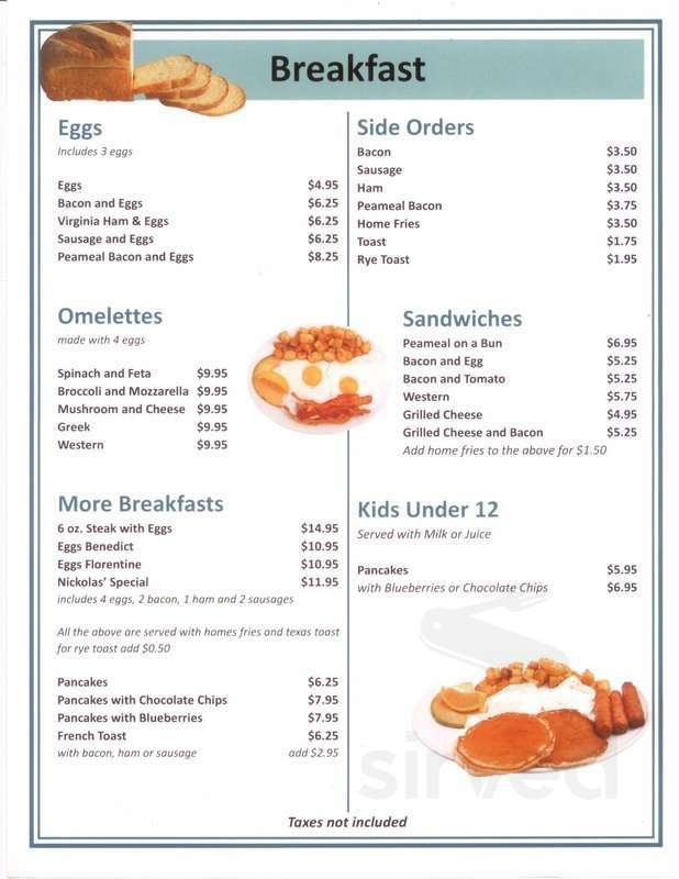 Nicolas Restaurant menu in Port Severn, Ontario, Canada