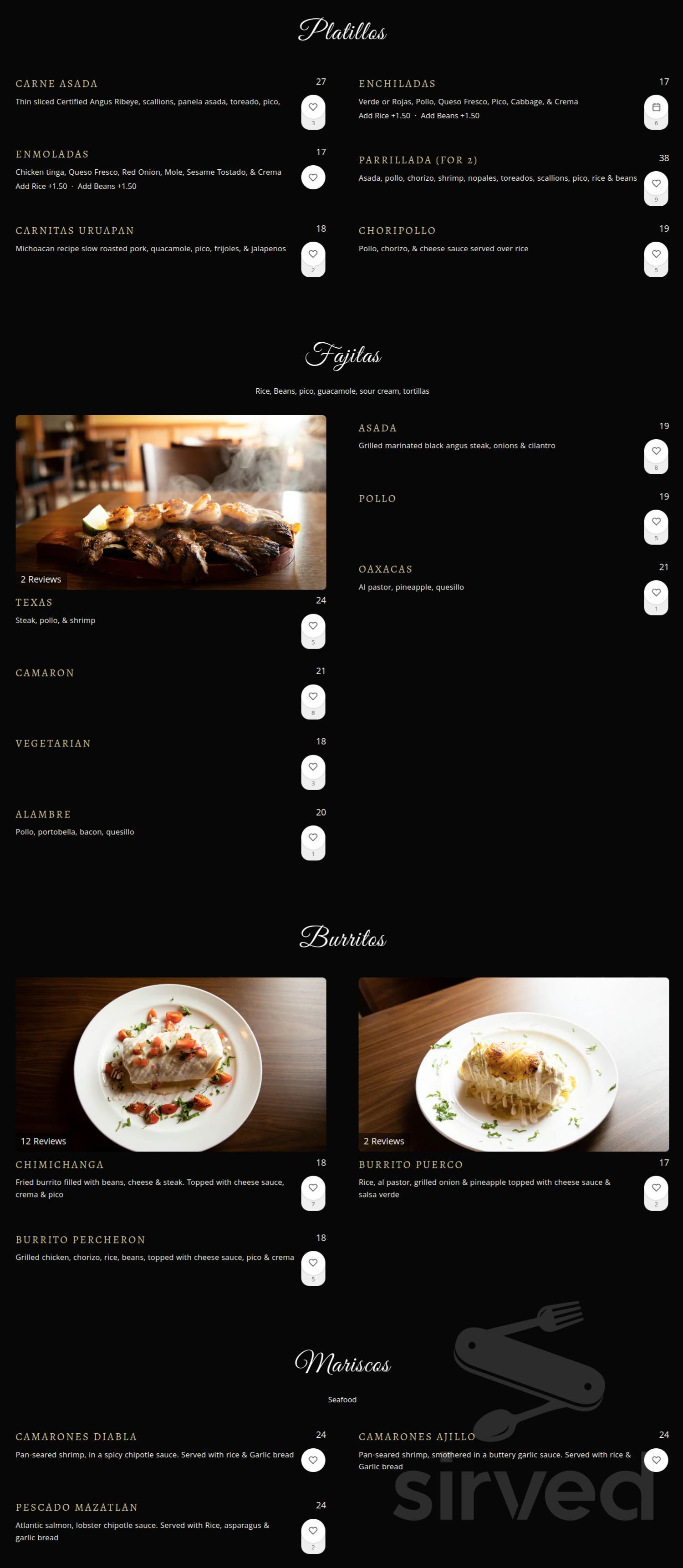 Tacos Tequila Mexican Cocina menu in Fitchburg, Massachusetts, USA