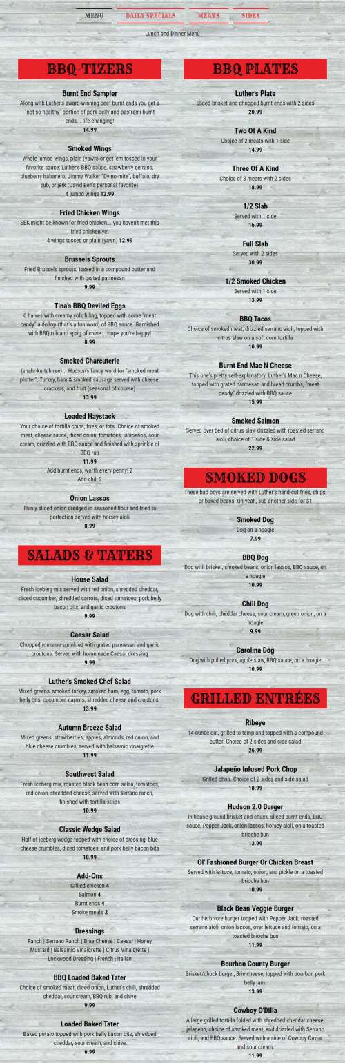 Luthers BBQ Ft. Scott menu in Fort Scott, Kansas, USA