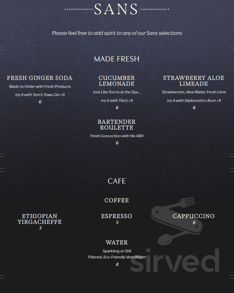Prime Social menu in Kansas City, Missouri, USA