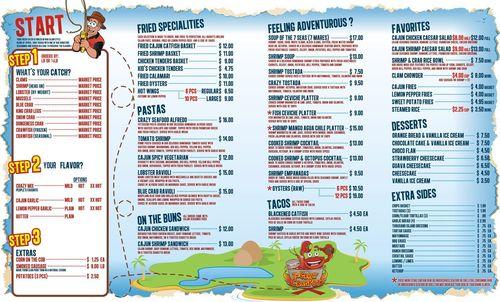 The Crazy Crab Place menu in Kennewick, Washington, USA