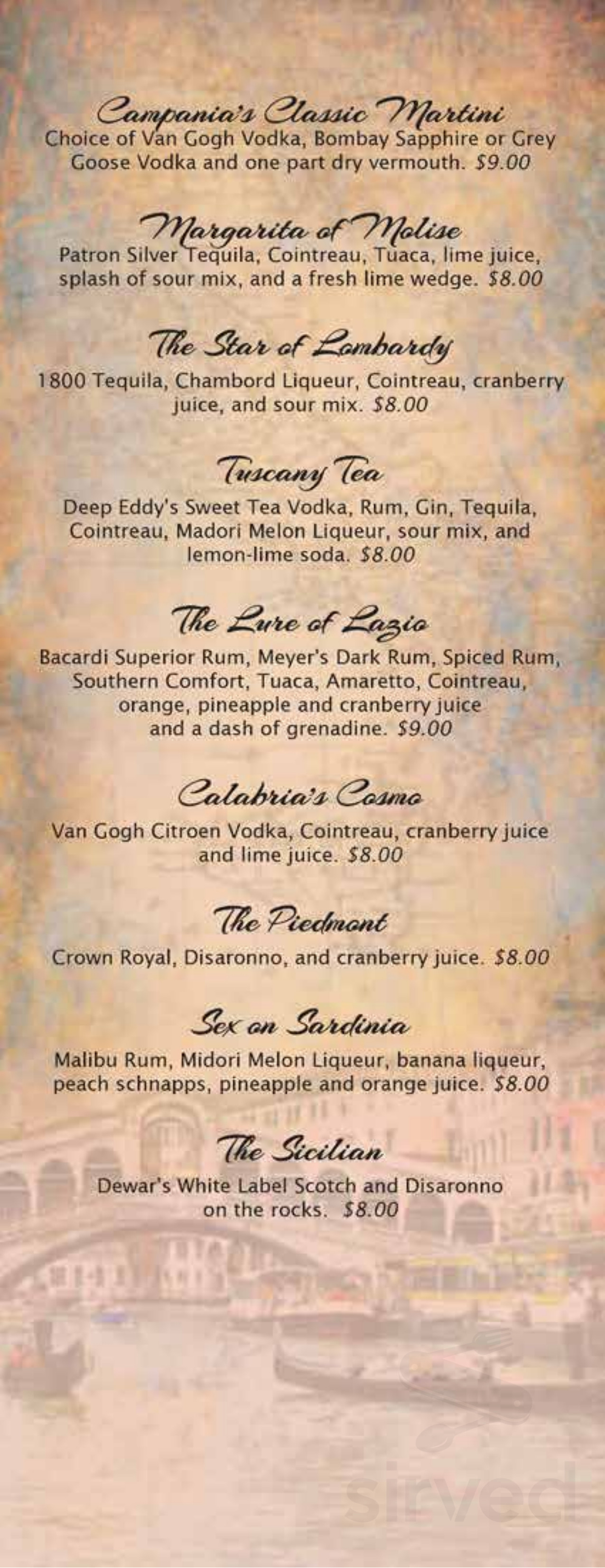Little Italy Restaurant menu in Kissimmee, Florida, USA