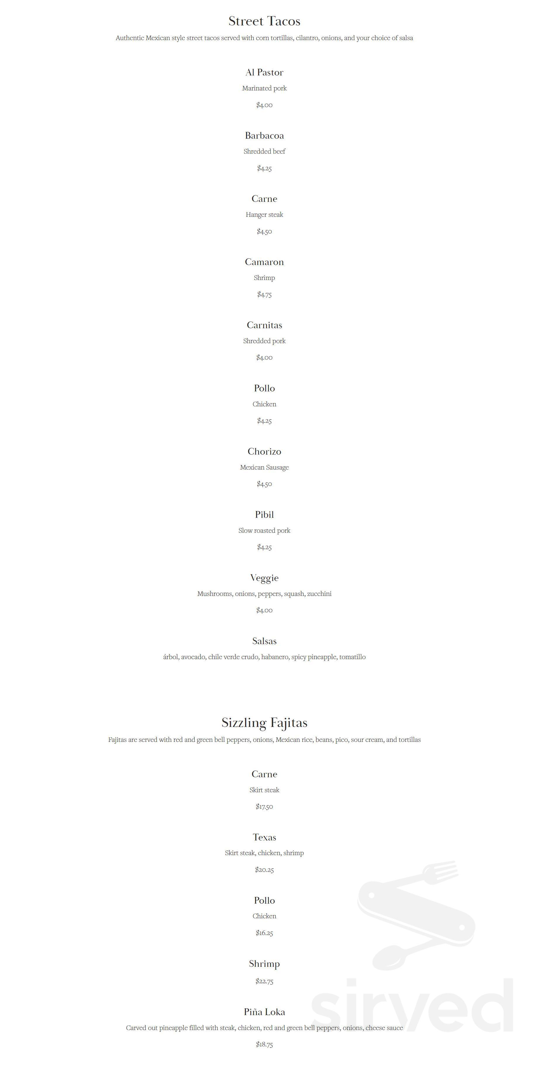 Tacos Y Tequila Cape Elizabeth menu in Cape Elizabeth, Maine, USA