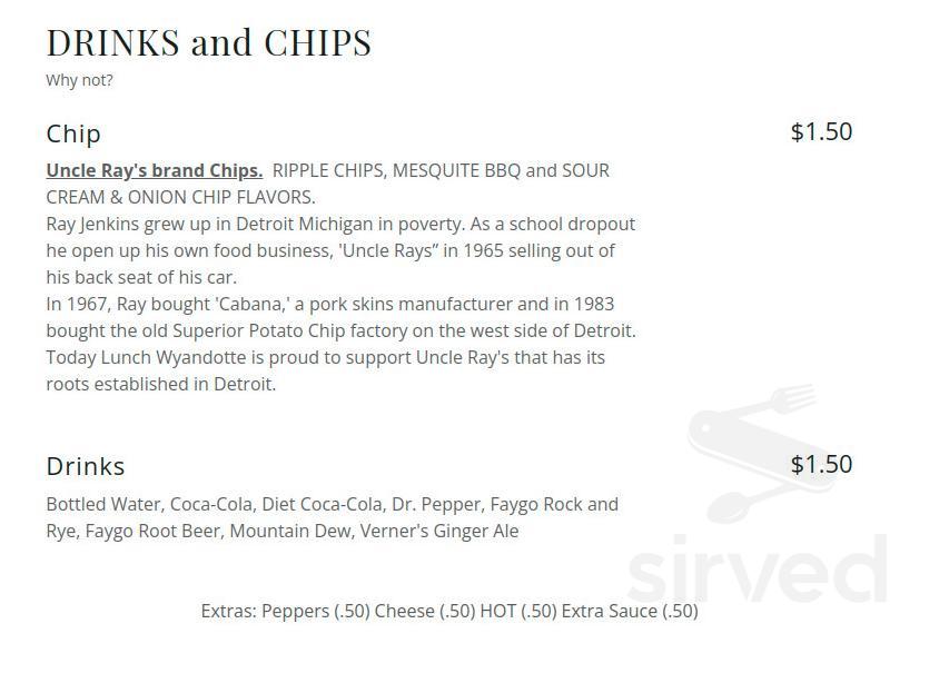 LUNCH WYANDOTTE menu in Wyandotte, Michigan, USA