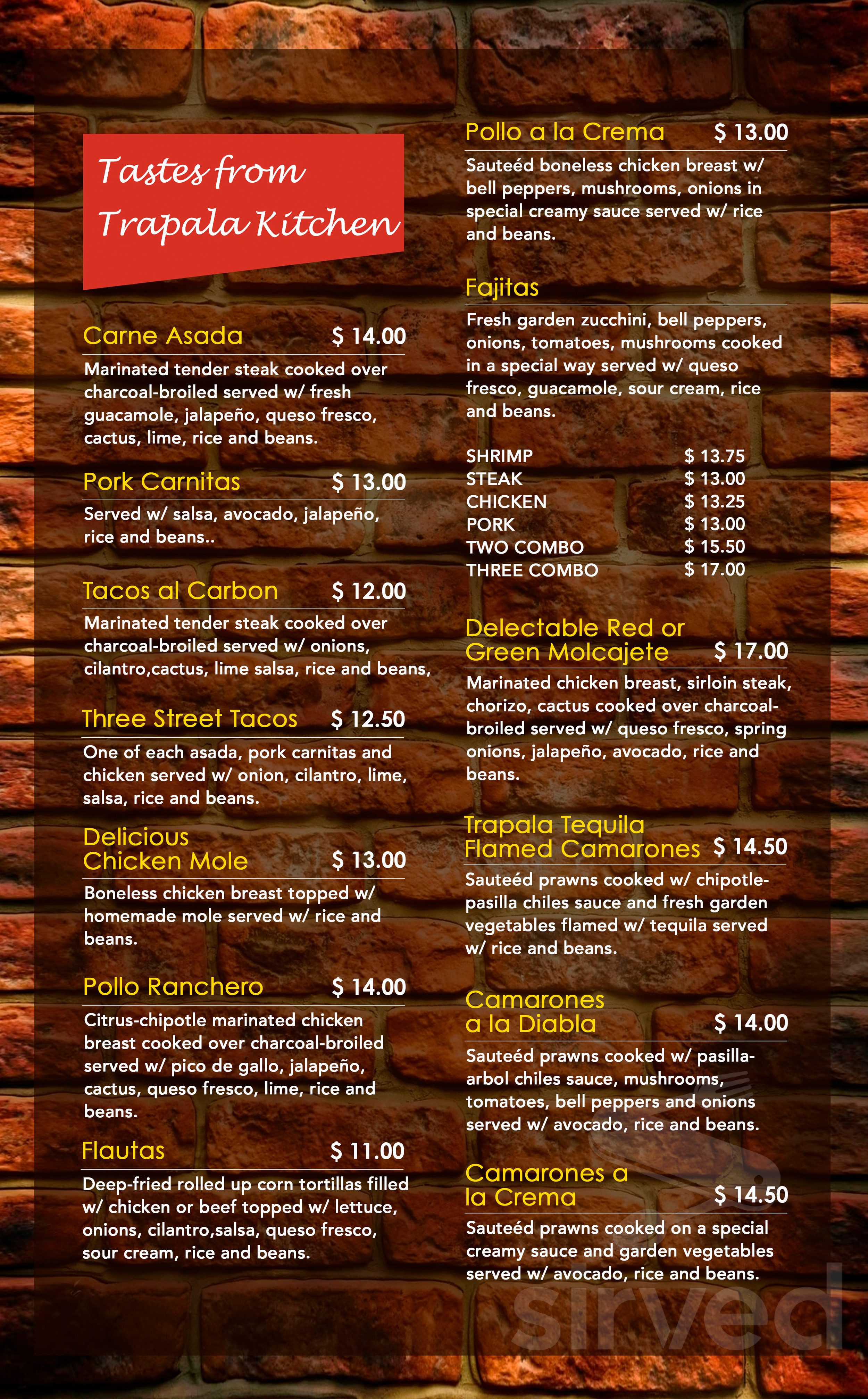 Trapala 2 menu in Hubbard, Oregon