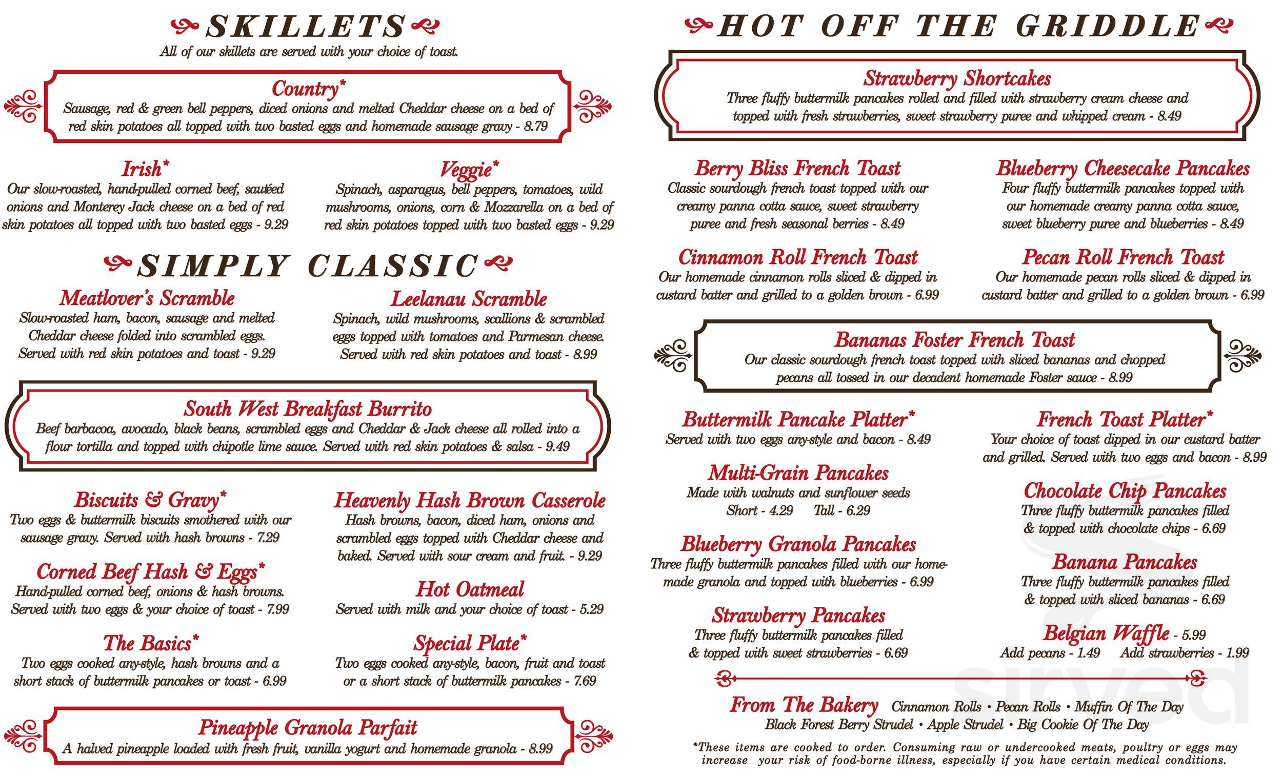 The Omelette Shoppe menu in Grand Rapids, Michigan, USA