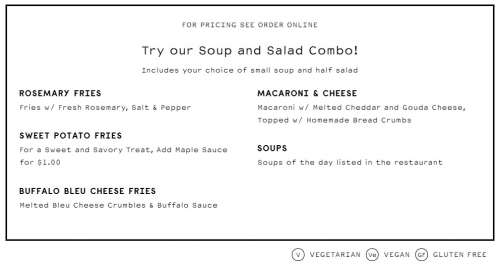 Cubby's menu in Taylorsville, Utah, USA