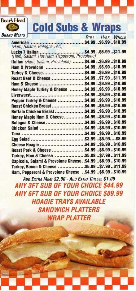 Lucky 7 Deli Lawrenceville menu in Lawrence Township, New Jersey, USA