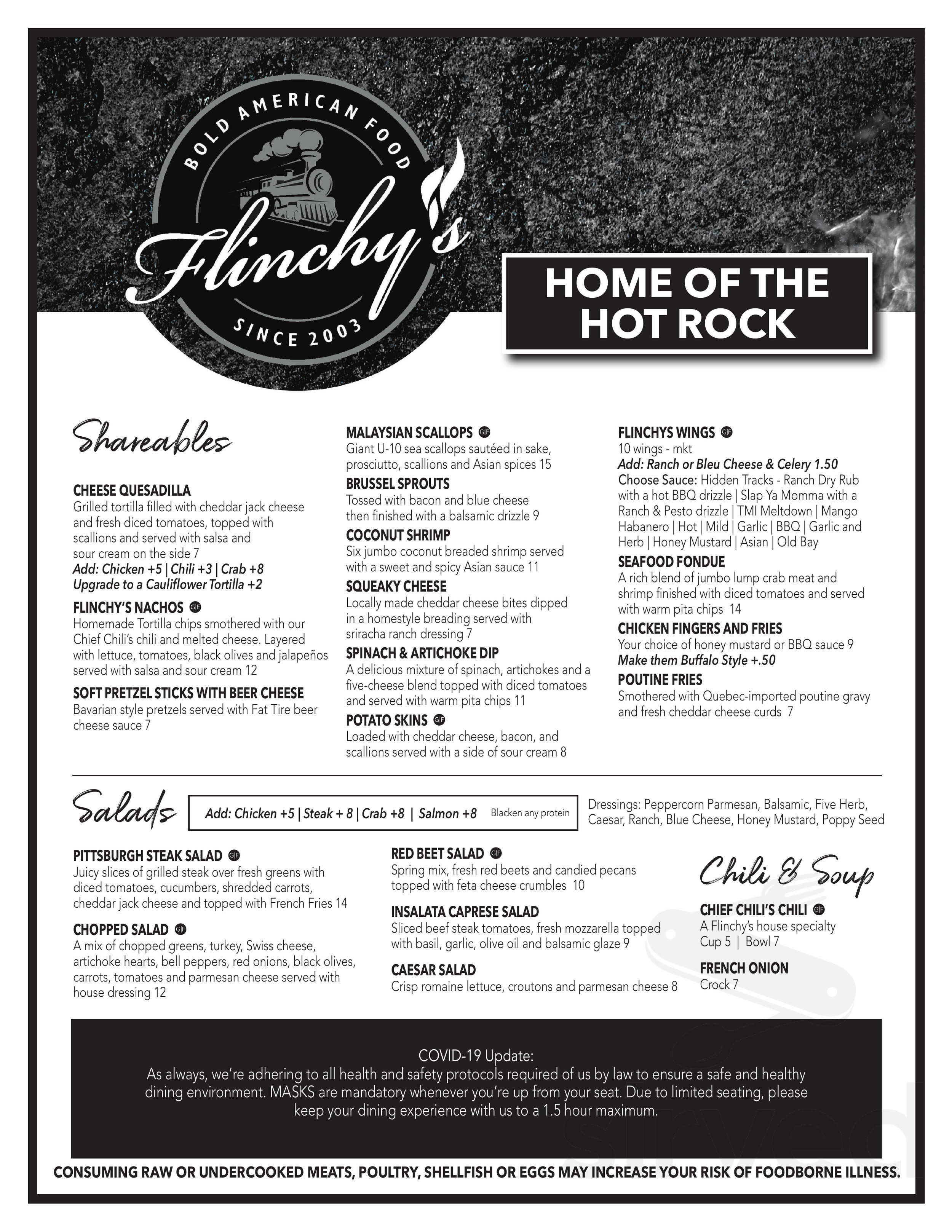 Flinchy's Restaurant, Bar and Deck menu in Camp Hill, Pennsylvania