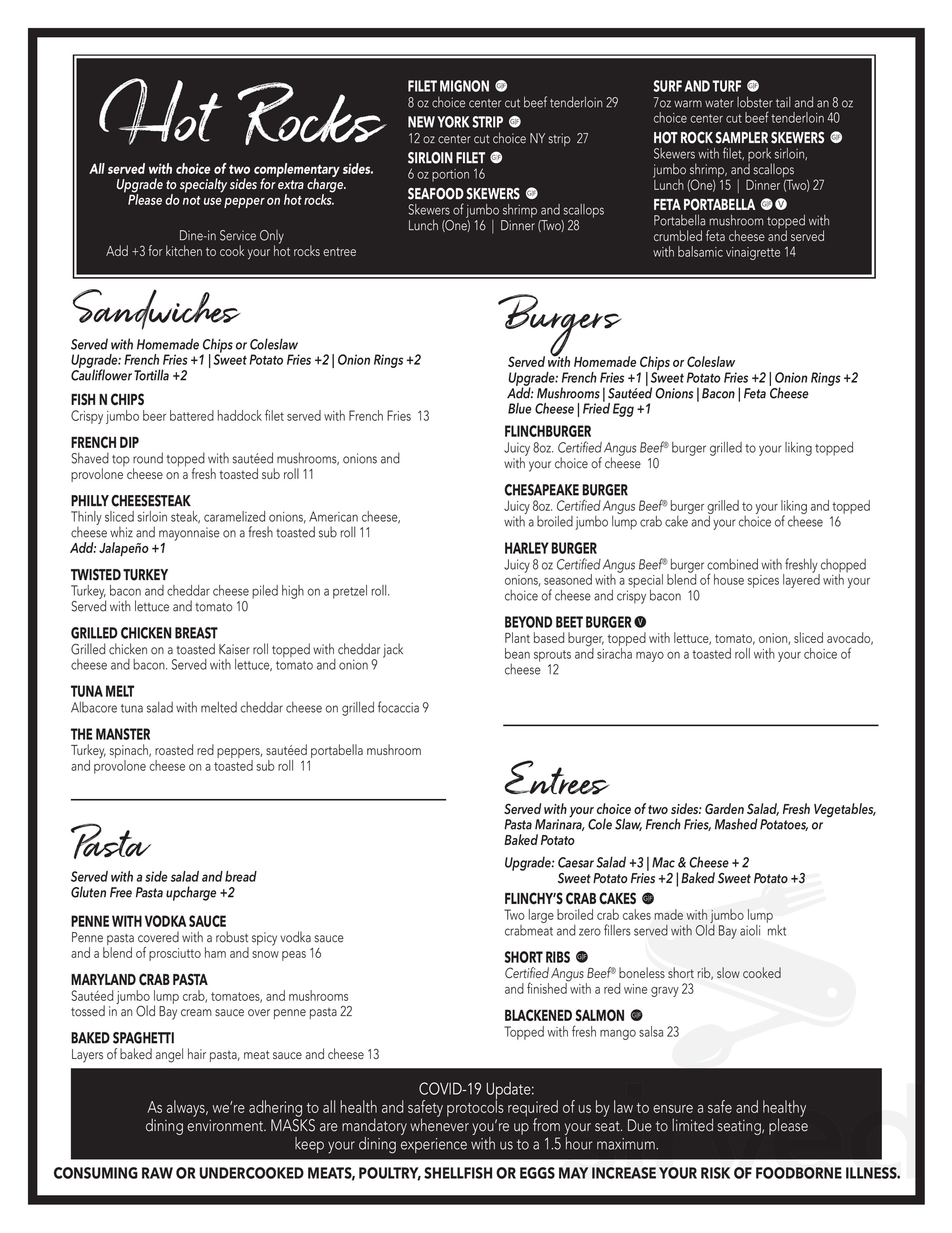 Flinchy's Restaurant, Bar and Deck menu in Camp Hill, Pennsylvania