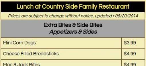Menu for Country Side Family Restaurant in Linesville, PA | Sirved
