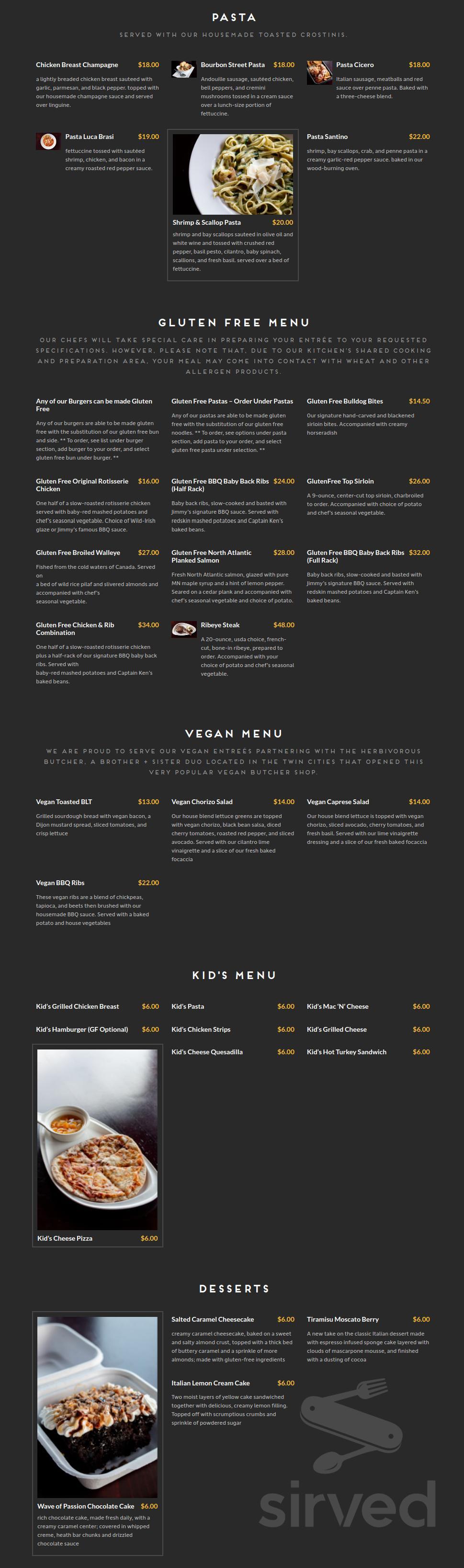 Black Woods Bar & Grill menu in Two Harbors, Minnesota