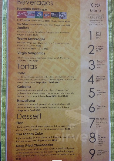 Andale Andale Mexican Restaurant menu in Estacada, Oregon, USA