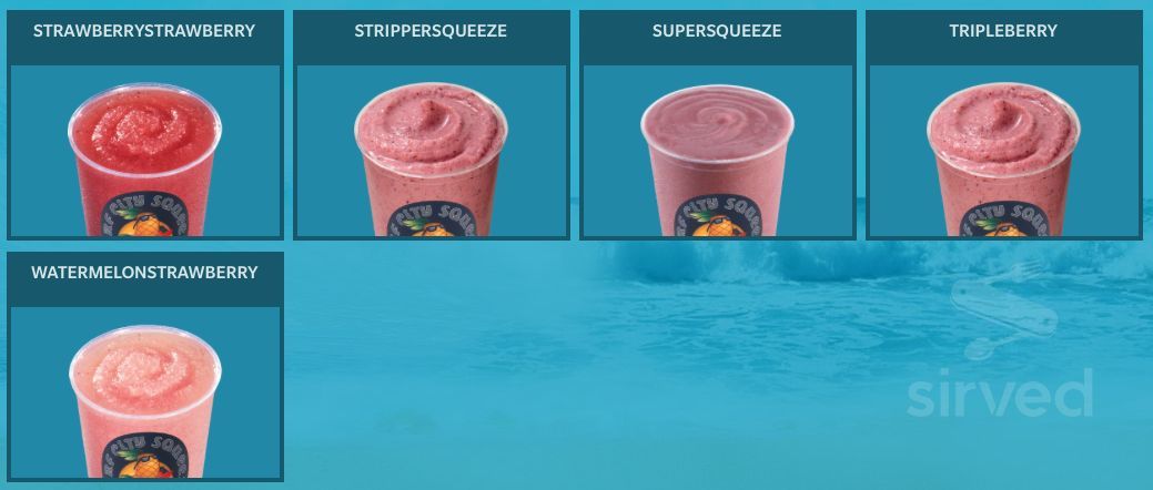 Surf City Squeeze drink menu in Riverside, California