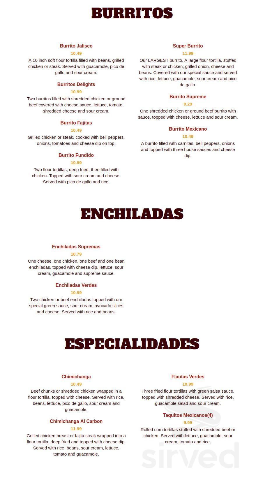 El Charro Mexican Grill menu in Cartersville, USA