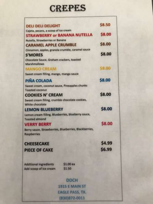 Deli Deli Coffee House menu in Eagle Pass, Texas, USA