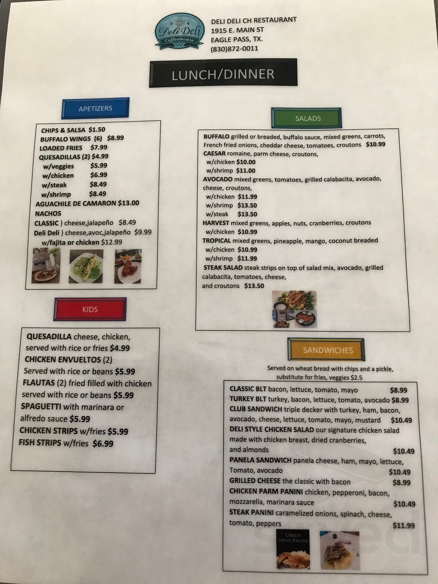 Deli Deli Coffee House menu in Eagle Pass, Texas, USA