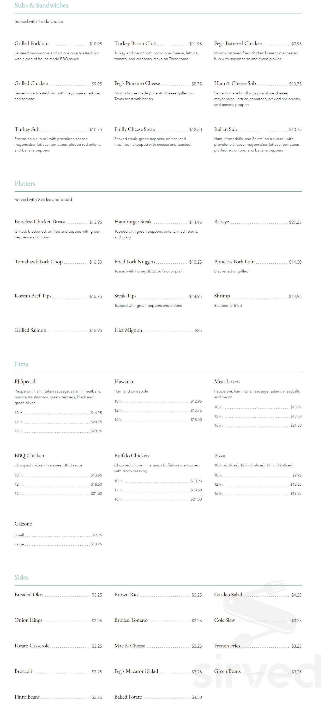 Peggy's Kitchen Table menus in Warsaw, North Carolina, United States