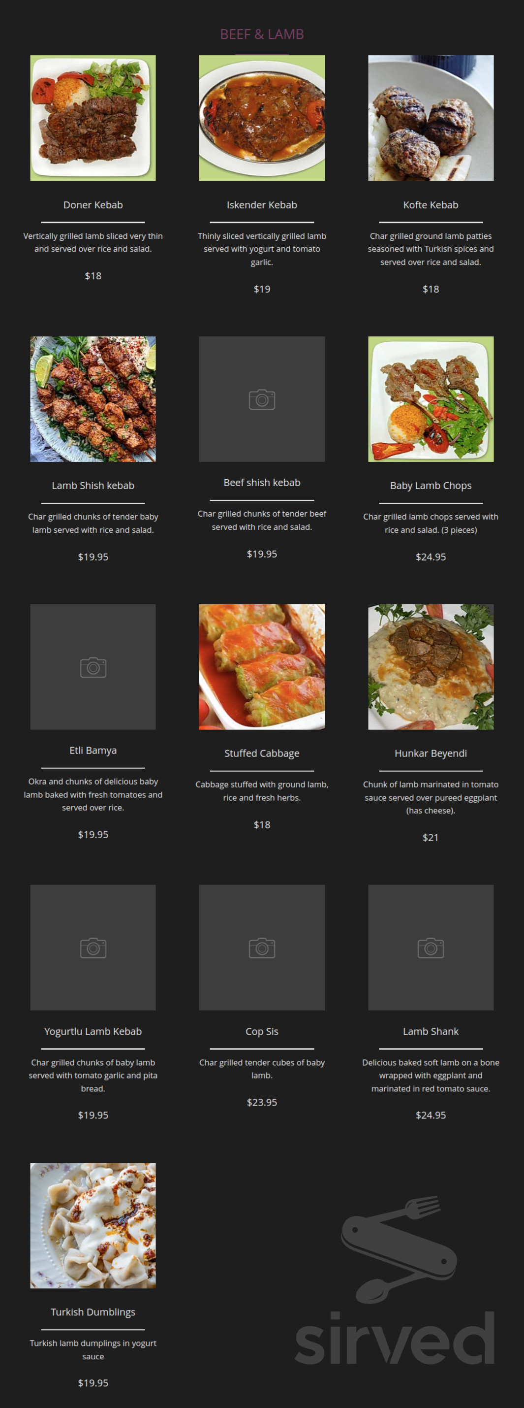 Kebab House menu in Queens, New York, USA