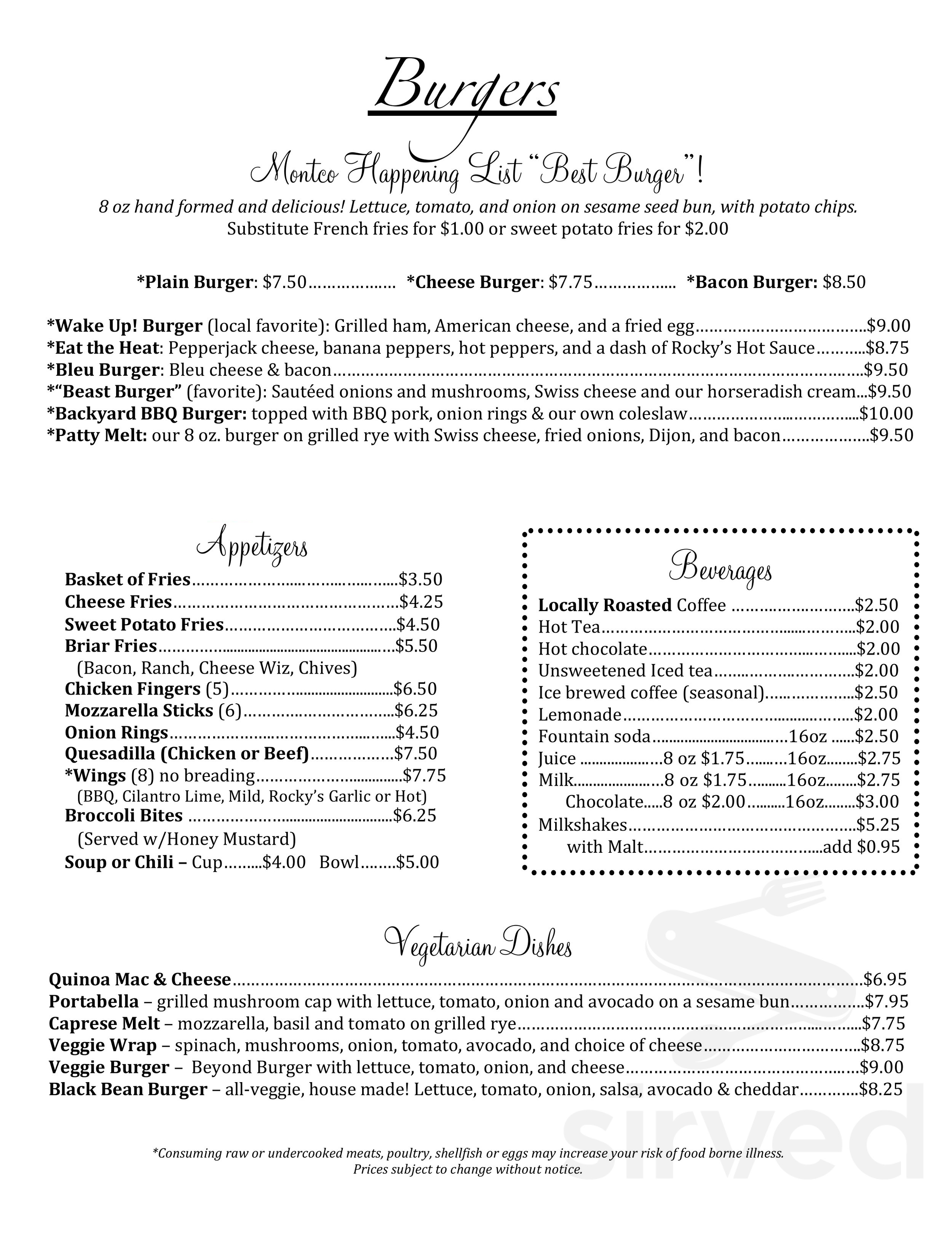 Sweet Briar Cafe and Ice Cream menu in Ambler, Pennsylvania