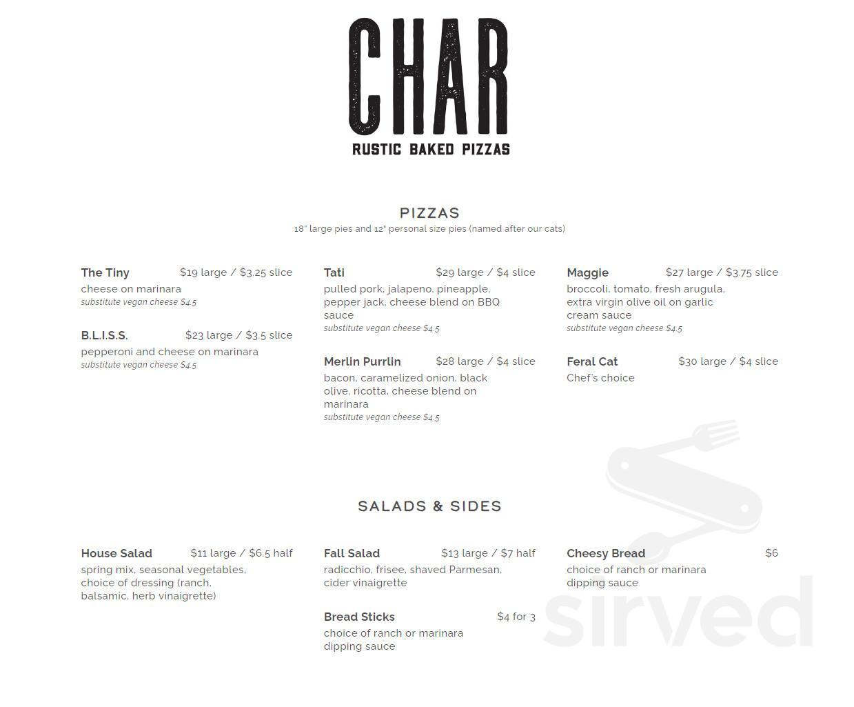CHAR menu in Portland, Oregon