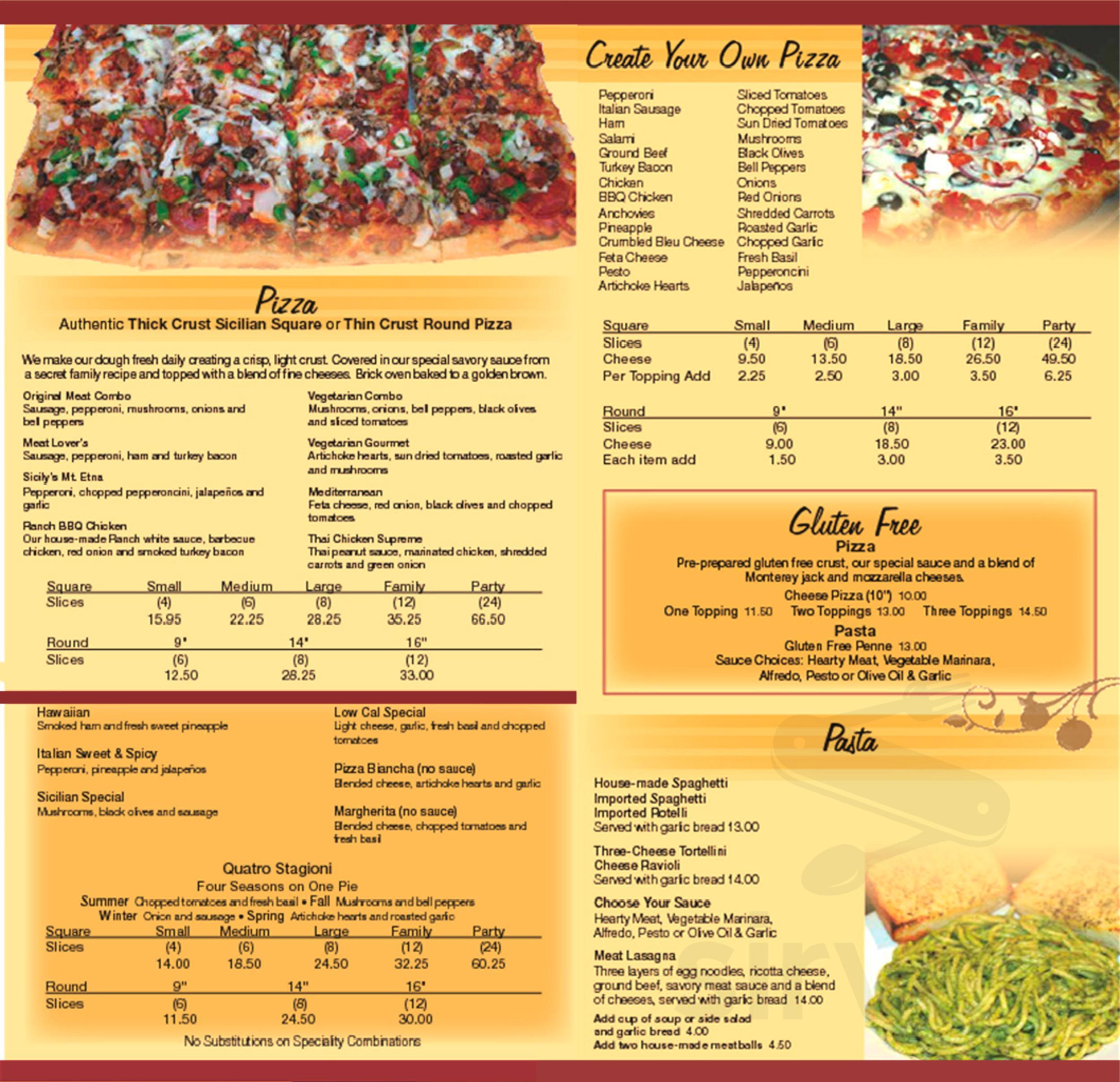 Menu Santa Cruz CA's Upper Crust Pizza & Pasta Sirved