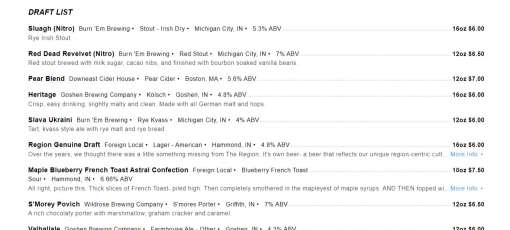 Menu for Bare Bones Gastropub in La Porte, IN | Sirved
