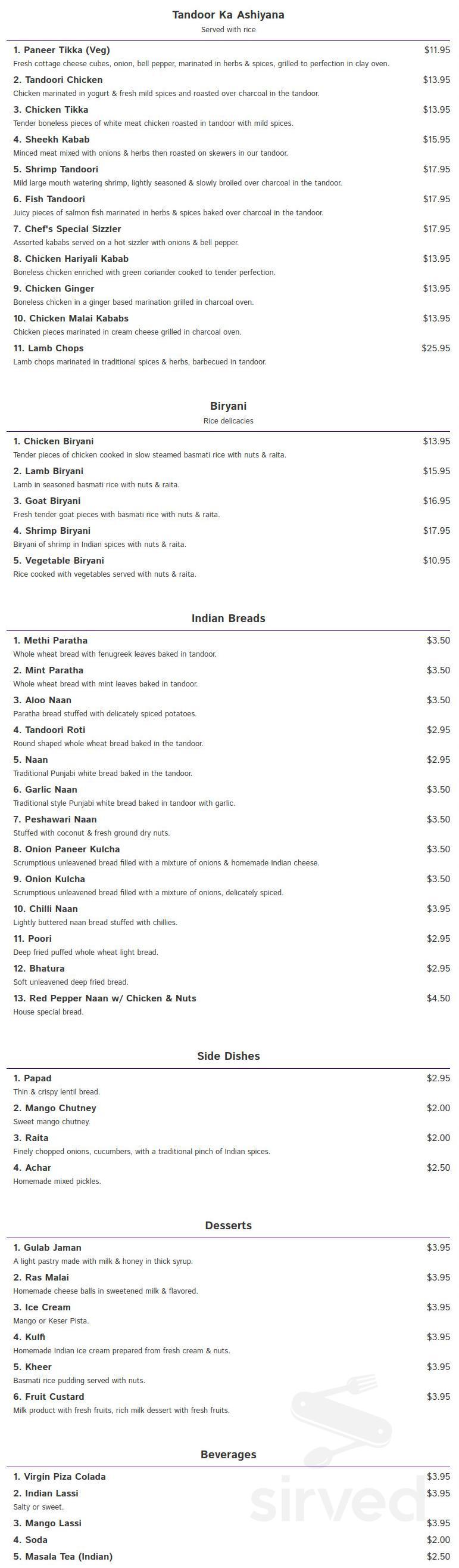 Red Pepper Indian Cuisine menu in Garwood, New Jersey, USA