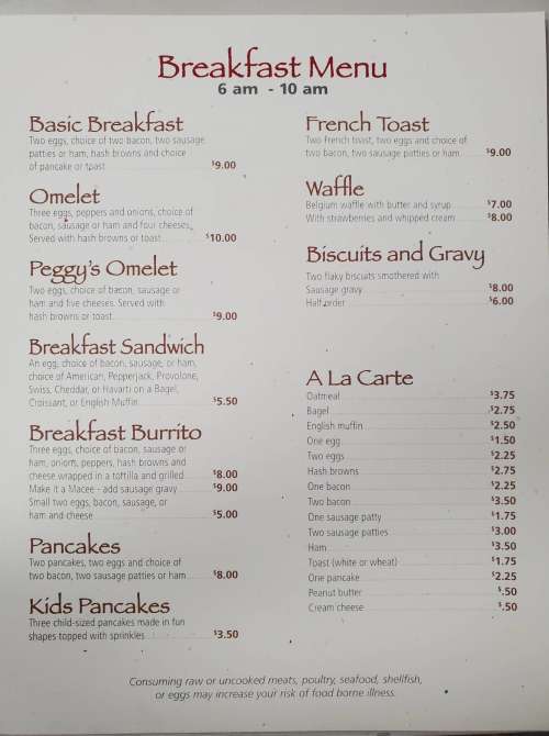 Treasured Grounds menu in Hemingford, Nebraska, USA