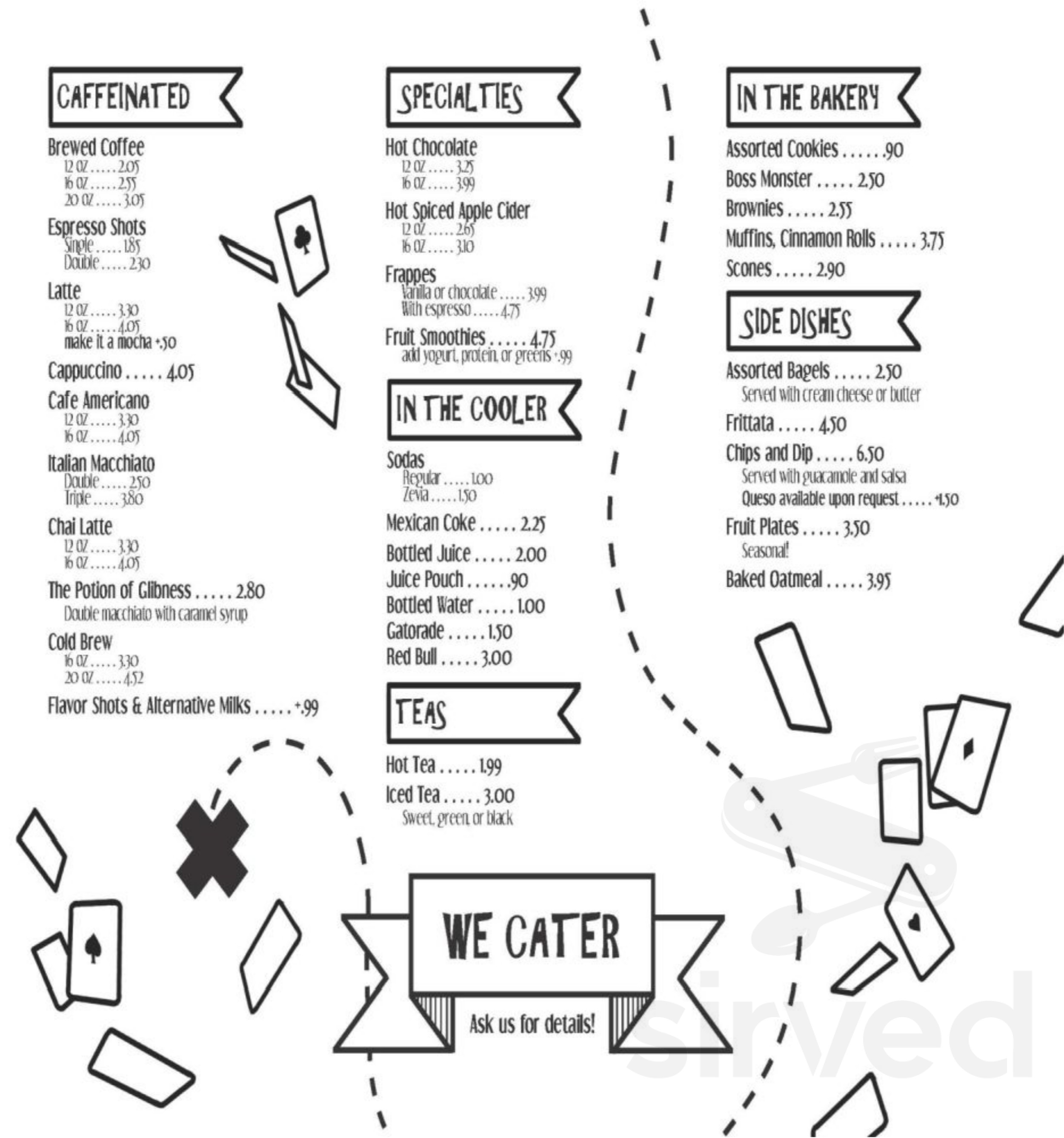 The Game Table Cafe menu in Mechanicsburg, Pennsylvania