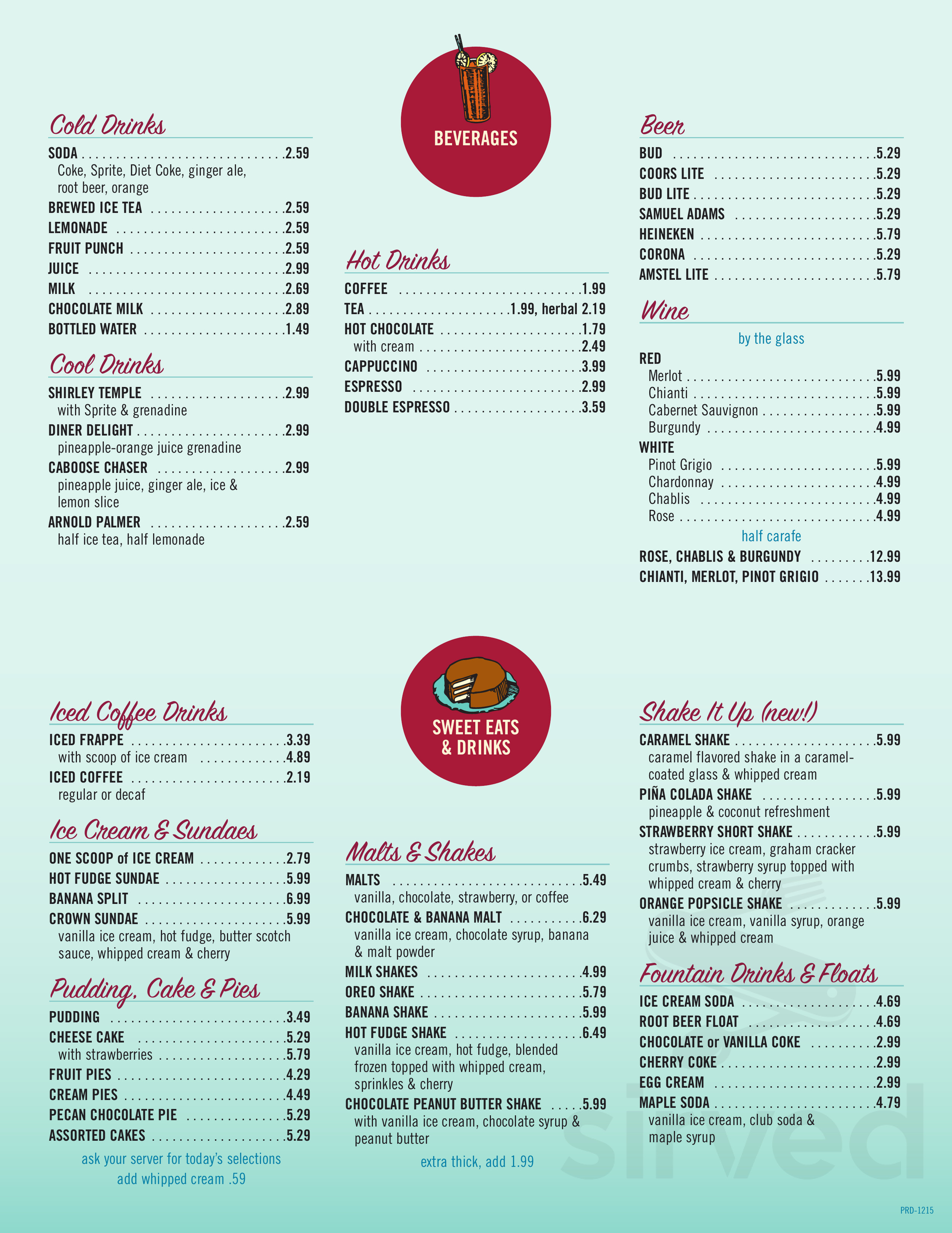 Post Road Diner menu in Norwalk, Connecticut, USA