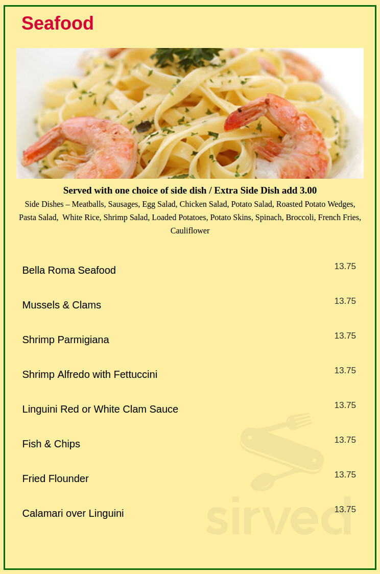 Bella Roma Pizzeria menu in South Bound Brook, New Jersey, USA