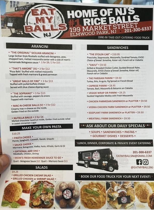 Eat My Balls NJ Gourmet Café/ Food Truck menu in Elmwood Park, New ...