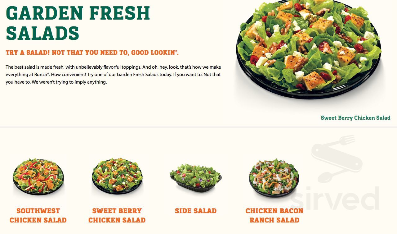 Runza Restaurant Menu In Omaha Nebraska USA