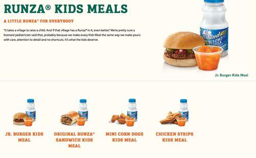 Runza Restaurant menu in Omaha, Nebraska, USA