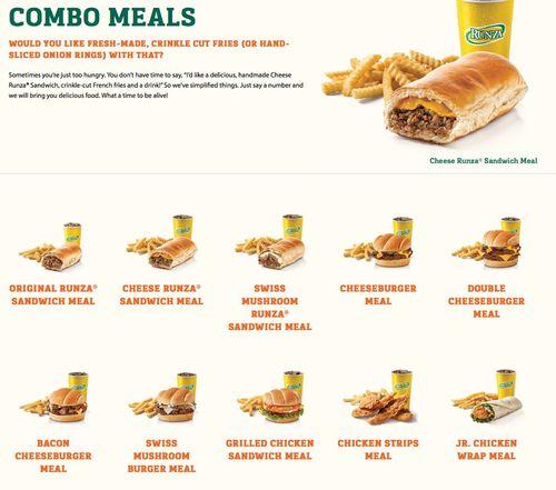 Runza Restaurant menu in McCook, Nebraska, USA