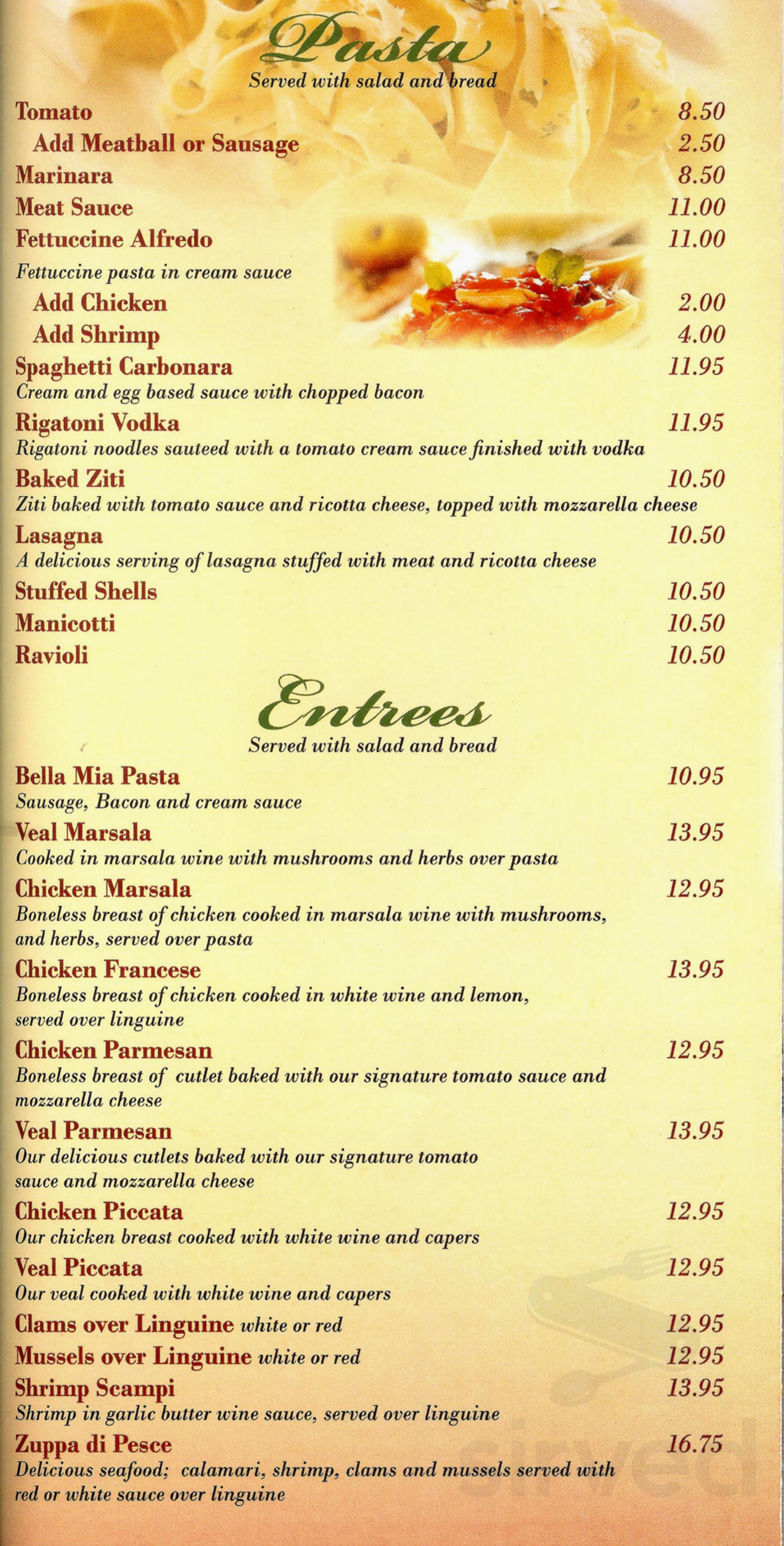 Bella Mia S Pizza And Italian Restaurant Menu In North Fort Myers Florida Usa