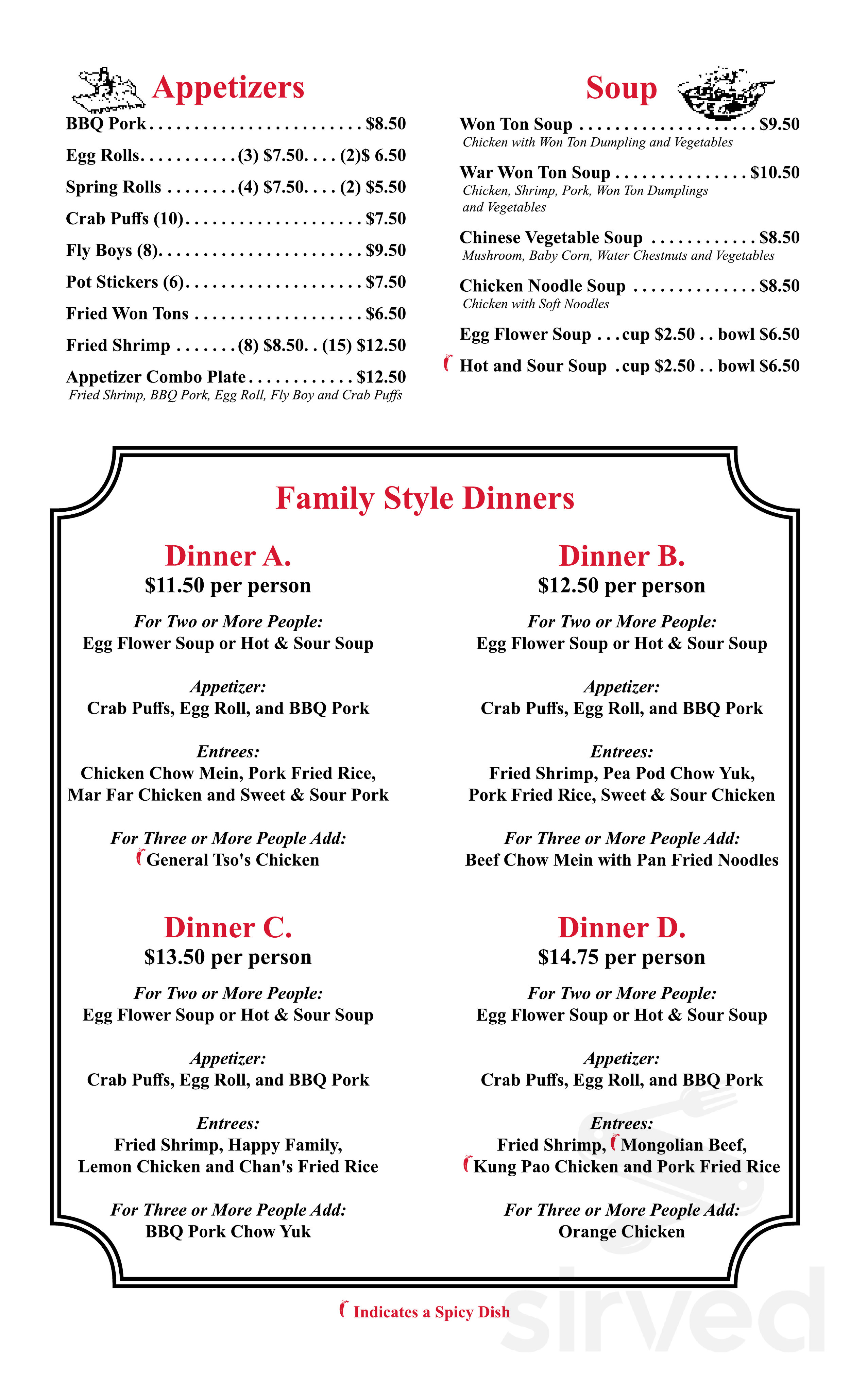 Chan's Restaurant menus in Brookings, Oregon, United States