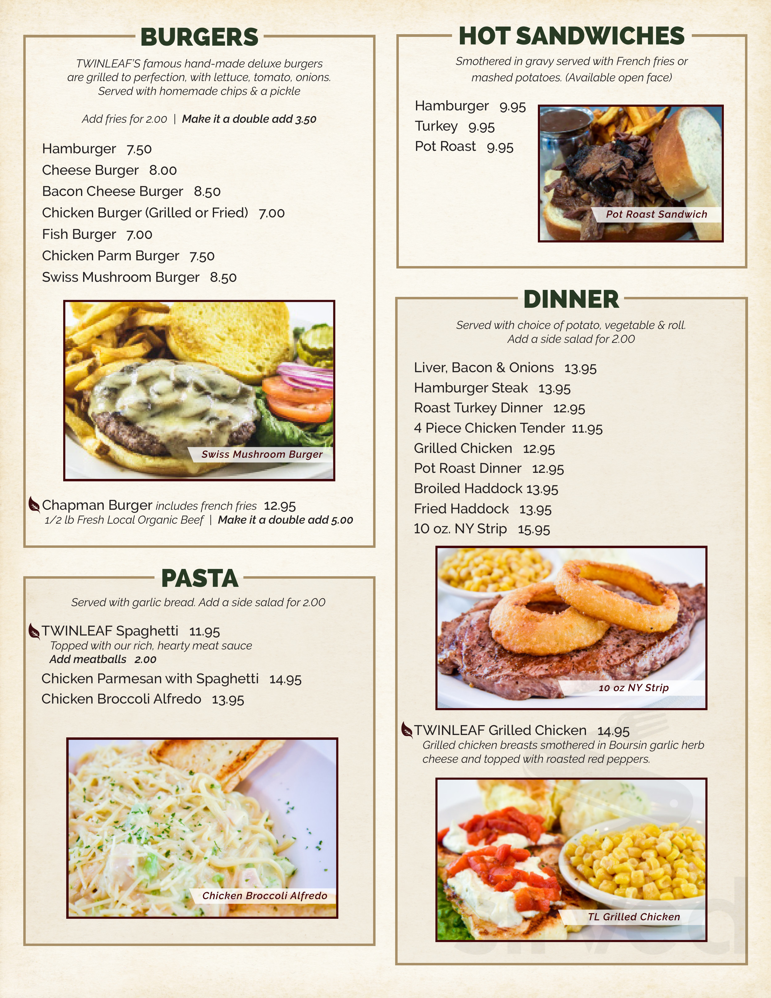 Twinleaf Fort Covington menu in Fort Covington, New York, USA