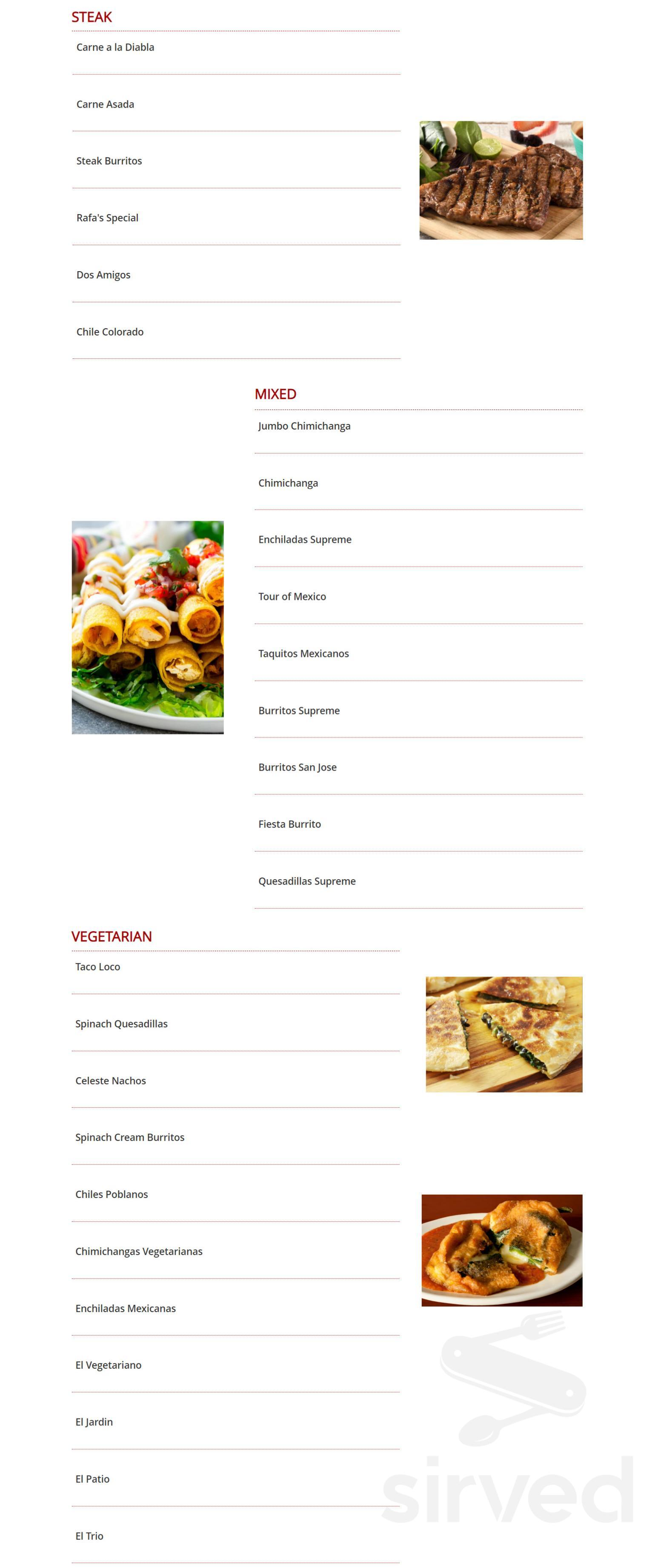 Menu Colonie NY's Margarita City Mexican Grill And Bar Sirved