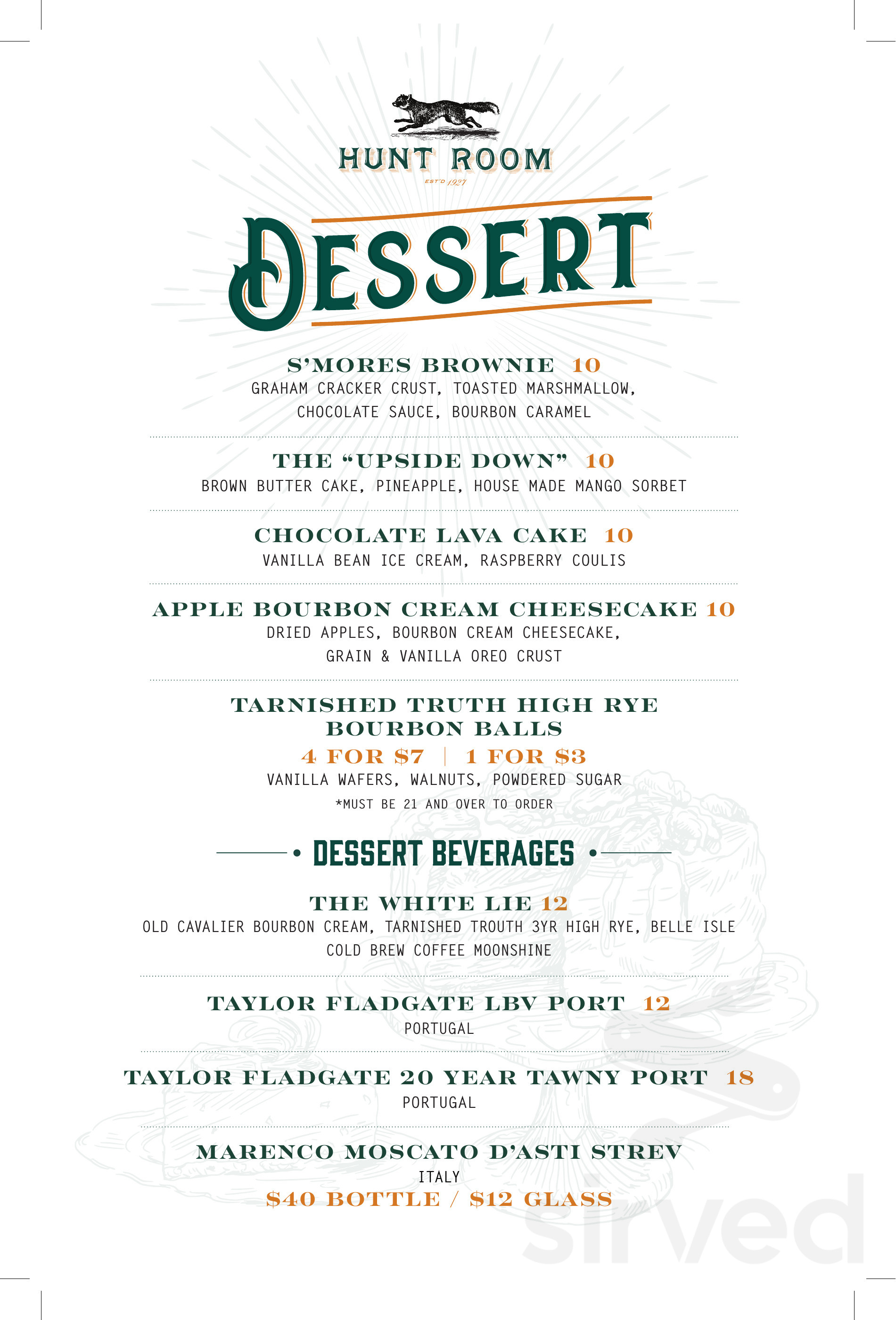 The Hunt Room menu in Virginia Beach, Virginia, USA