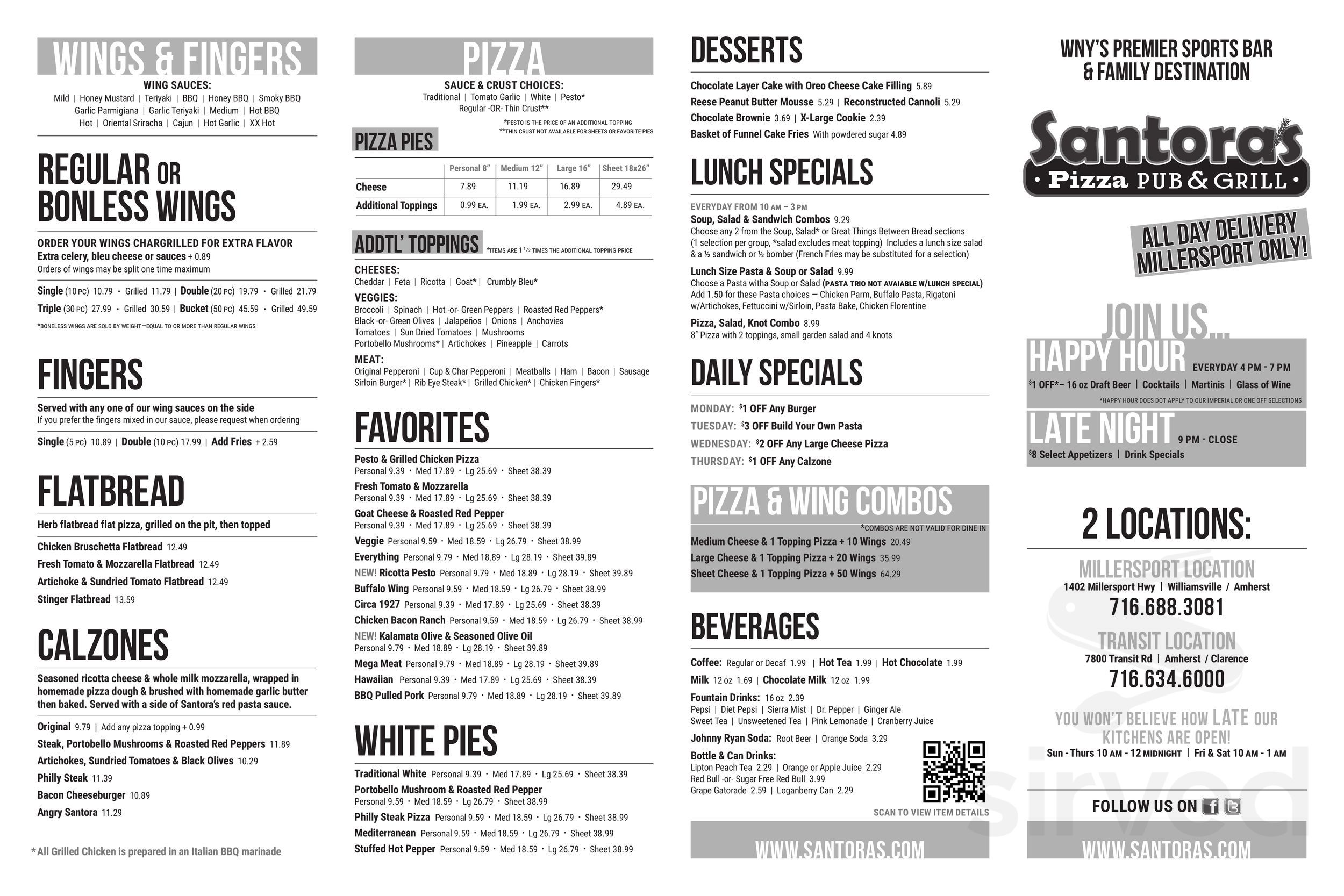 Santoras Menu