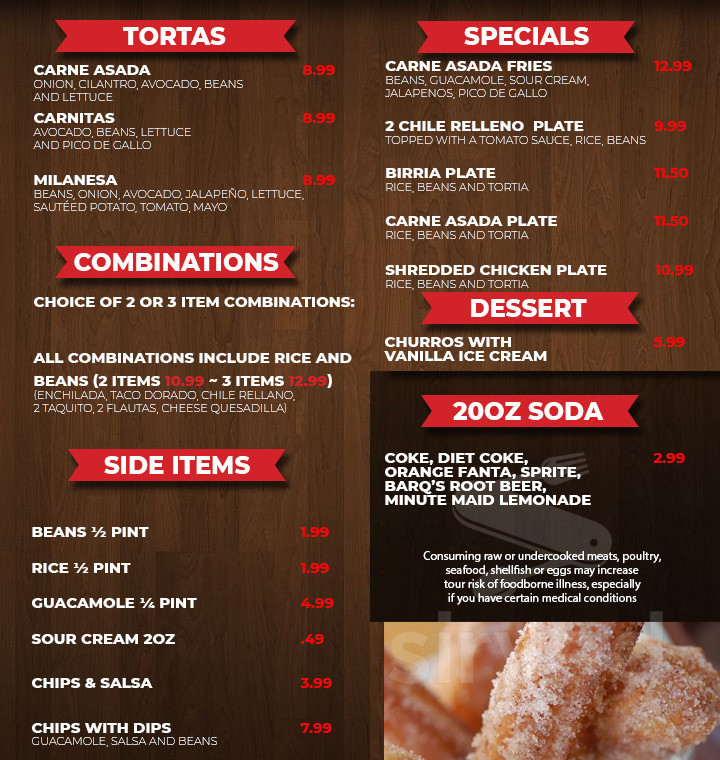 El Norte Taco Shop menu in Las Vegas, Nevada, USA