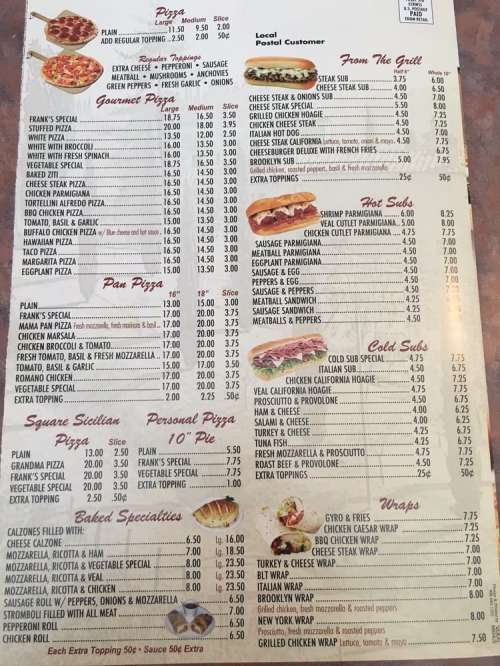 Frank's Pizza & Italian Restaurant (Somerset) menu in Somerset, New