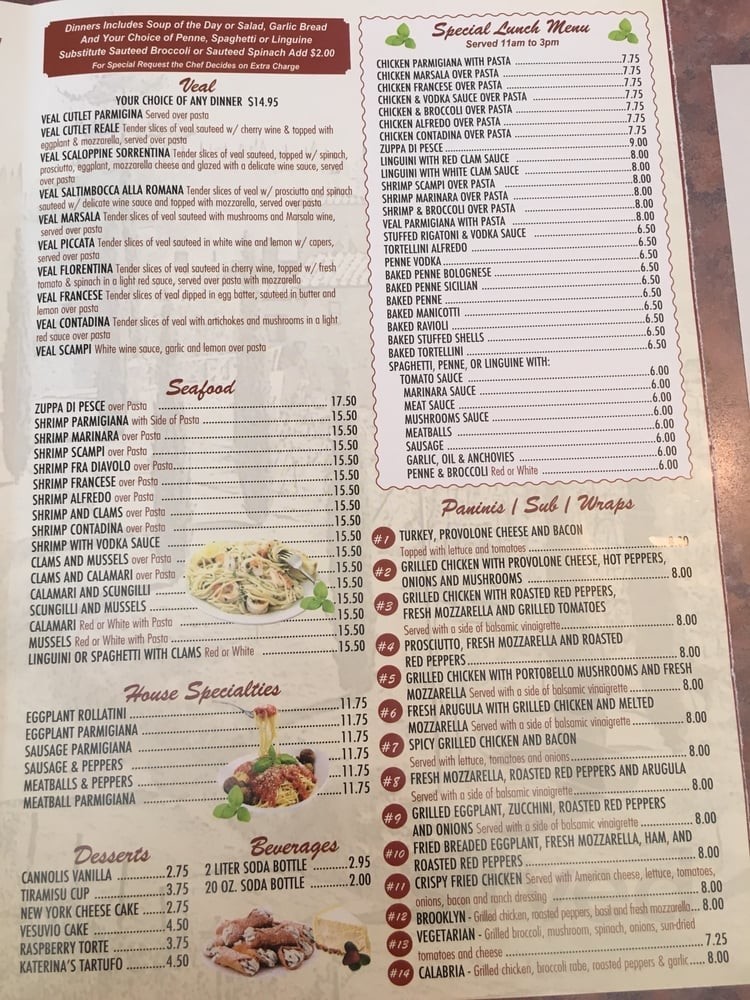 Frank's Pizza & Trattoria menu in Bound Brook, New Jersey, USA