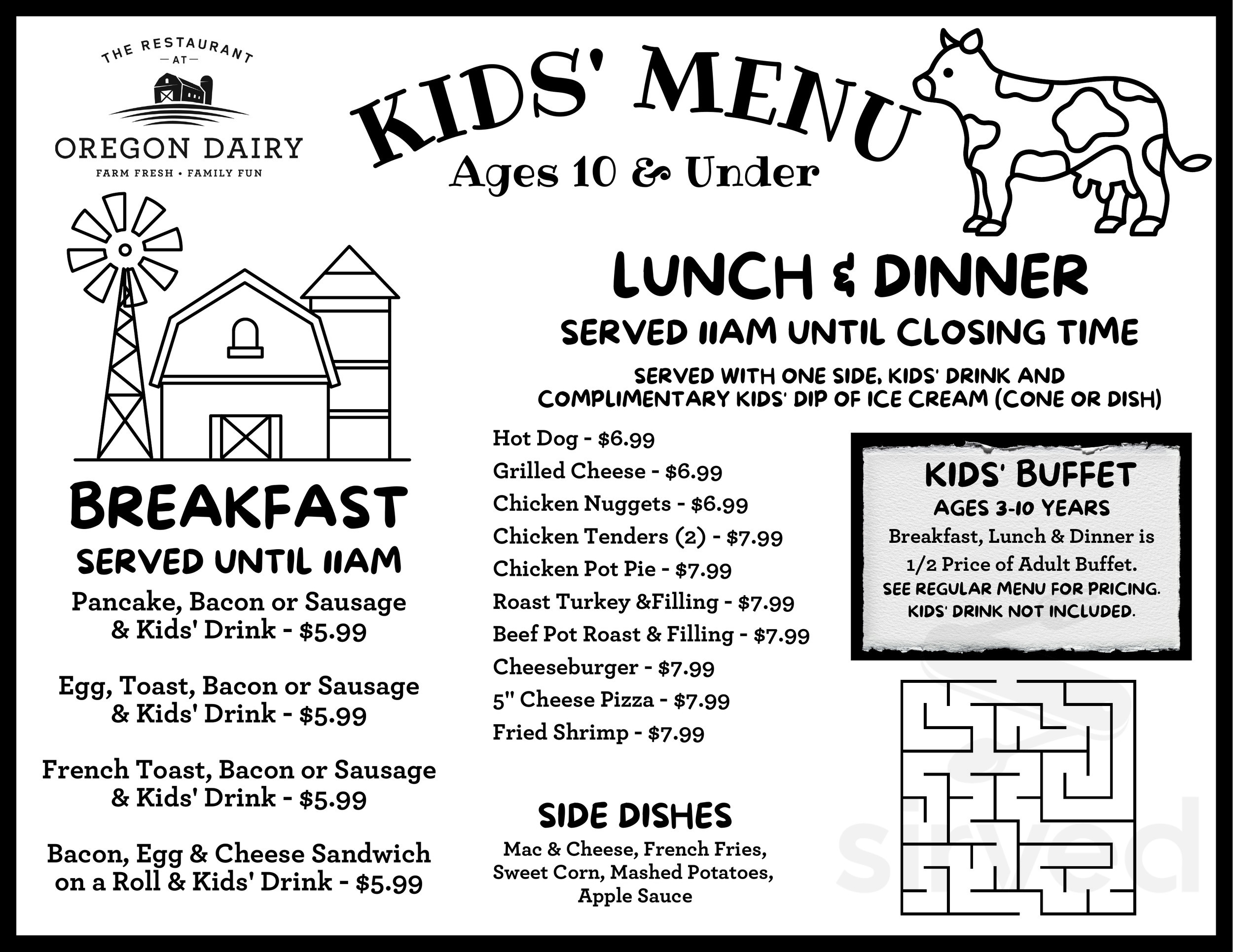 Oregon Menu The Restaurant at Oregon Dairy Menu - Lititz, Pennsylvania | Sirved